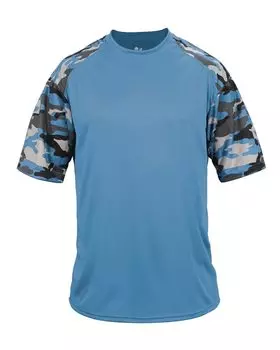 Спортивная футболка камуфляжного цвета Badger, цвет columbia blue/ columbia blue camo