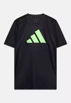 Спортивная футболка Logo Unisex Adidas, цвет carbon/semi green spark