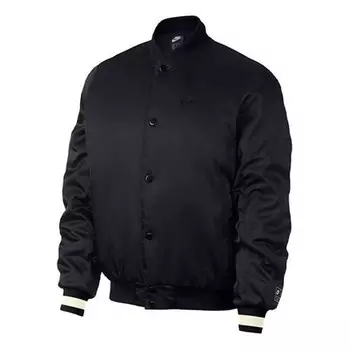 Спортивная футболка men's air solid color logo woven sports baseball jacket black Nike, черный