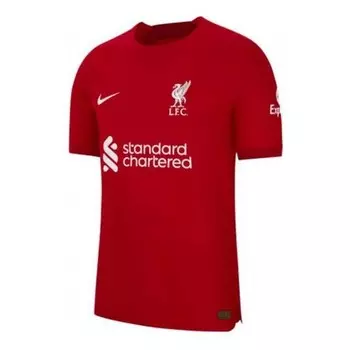 Спортивная футболка men's alphabet printing short sleeve soccer/football jersey 2022/23 season liverpool player edition deep red Nike, красный