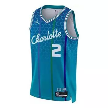 Спортивная футболка men's retro basketball jersey/vest sw fan edition 21-22 season charlotte hornets lonzo ball no. 2 blue Air Jordan, синий