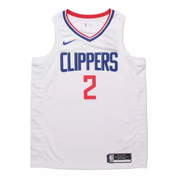 Спортивная футболка nba quick dry sports basketball jersey/vest sw fan edition 2020 season los angeles clippers leonard 2 white Nike, белый