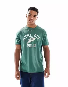 Спортивная футболка Polo Ralph Lauren с крылатым логотипом, классический свободный крой, темно-зеленого цвета