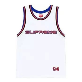 Спортивная футболка rhinestone basketball jersey 'white red' Supreme, белый