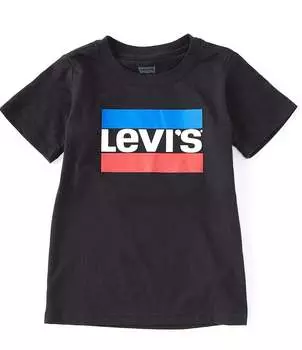 Спортивная футболка с короткими рукавами и логотипом Levi's Little Boys 2T-7, черный