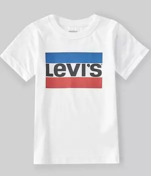 Спортивная футболка с короткими рукавами и логотипом Levi's Little Boys 2T-7, белый