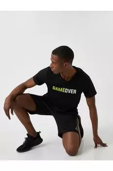 Спортивная футболка с принтом со слоганом Koton, черный