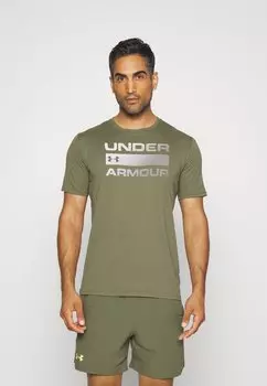 спортивная футболка TEAM ISSUE WORDMARK Under Armour, морской зеленый/серый ореол/оловянный