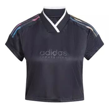 Спортивная футболка tiro summer crop jersey 'black' Adidas, черный