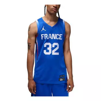 Спортивная футболка victor wembanyama france limited road basketball replica jersey 'royal white' Air Jordan, синий