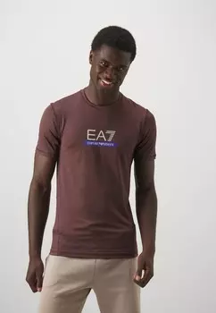 Спортивная футболка VIGOR7 TEE BIG LOGO EA7 Emporio Armani, коричневый