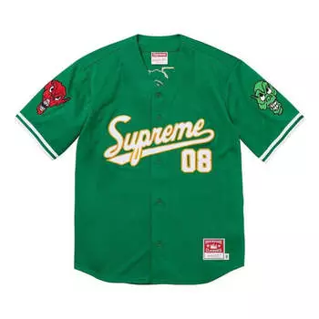 Спортивная футболка x mitchell & ness fw23 week5 downtown hell baseball jersey 'green' Supreme, зеленый