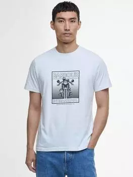 Спортивная хлопчатобумажная футболка с графическим рисунком обычного покроя с коротким рукавом Barbour, белый