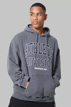 Спортивная худи man active oversize acid wash Boohoo, угольный