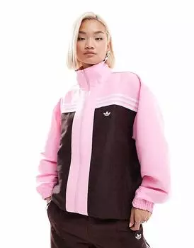 Спортивная куртка Adidas Originals с монограммой в розовом и коричневом цвете