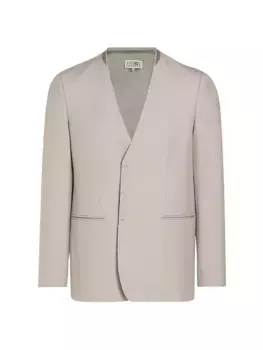 Спортивная куртка без воротника из смесовой шерсти Mm6 Maison Margiela, серо-коричневый