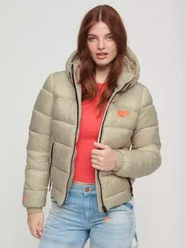 Спортивная куртка-бомбер-пуховик Superdry, пеликан бежевый