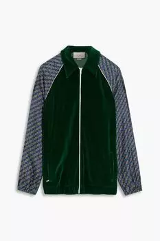 Спортивная куртка из атласа и хлопка с принтом GUCCI, изумрудный