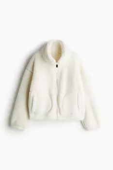Спортивная куртка из флиса Тедди H&M, бежевый