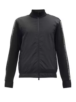 Спортивная куртка из хлопкового джерси с логотипом Moncler, черный