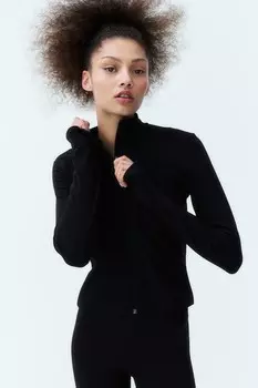 Спортивная куртка из софтмова на молнии H&M, черный