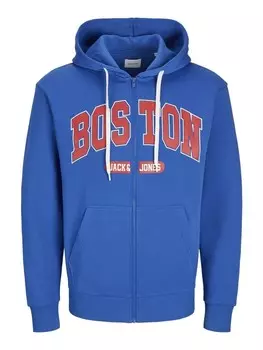 Спортивная куртка Jack & Jones Hoodie 'Bradley Varsity Zip', синий
