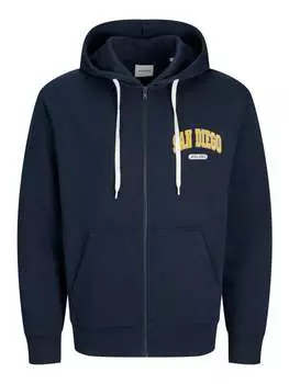 Спортивная куртка Jack & Jones Hoodie 'Bradley Varsity Zip', темно-синий