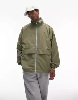 Спортивная куртка на молнии цвета хаки Lacoste