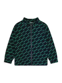 Спортивная куртка на молнии с логотипом Little Boy's & Boy's Kenzo, темно-синий