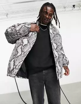 Спортивная куртка оверсайз со змеиным принтом ASOS DESIGN