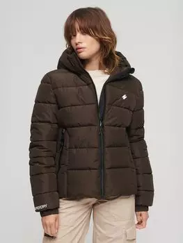 Спортивная куртка-пуховик с капюшоном Spirit Superdry, темный дуб коричневый