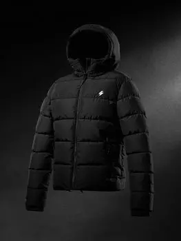 Спортивная куртка-пуховик с капюшоном Superdry, черный