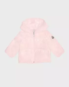Спортивная куртка с капюшоном и рюшами для девочек, размер 12M-3 Moncler, цвет Pink