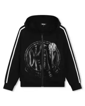 Спортивная куртка с капюшоном и застежкой-молнией DKNY, черный
