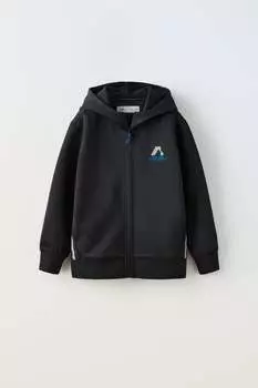 Спортивная куртка с капюшоном ZARA, черный