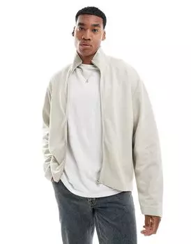 Спортивная куртка свободного кроя серо-бежевого цвета ASOS DESIGN