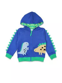 Спортивная куртка Toby Tiger Sweatjacke mit Kapuze und Dinosaurier Applikation, синий