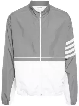Спортивная куртка в стиле колор-блок с полосками 4-Bar THOM BROWNE, серый