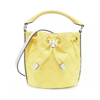 Спортивная мини-сумка Fleming из мягкой лакированной кожи с каймой Tory Burch, желтый