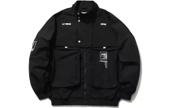 Спортивная модная коллекция куртка мужская черная Lining, черный