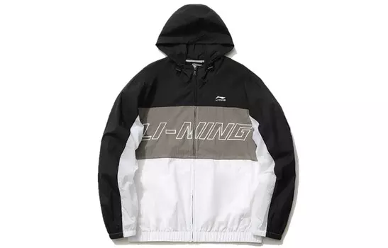 Спортивная модная коллекция куртка мужская Lining, белый/черный