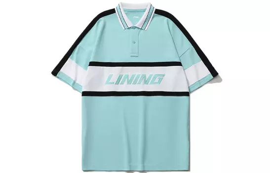 Спортивная модная коллекция поло мужская прозрачно-синяя рубашка Lining, голубой