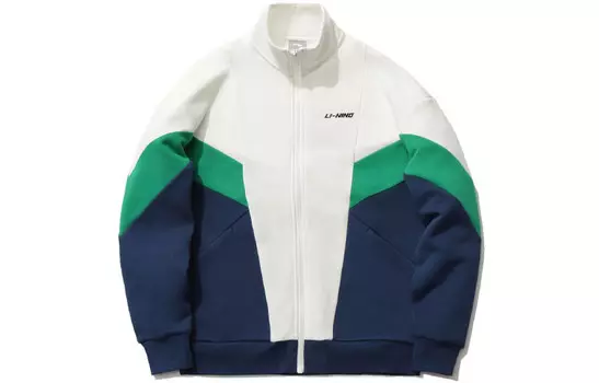 Спортивная модная коллекция толстовка мужская белая/синяя Lining, белый/синий