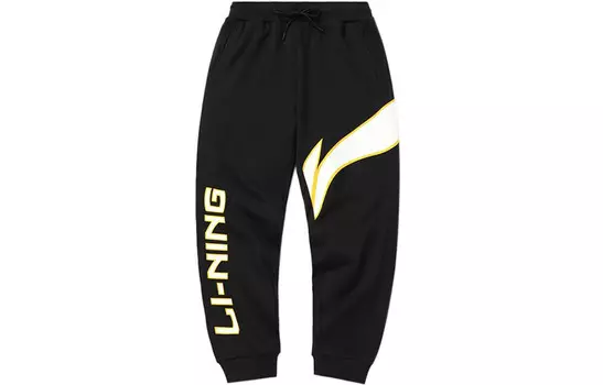 Спортивная модная коллекция трикотажные спортивные штаны мужские черные Lining, черный