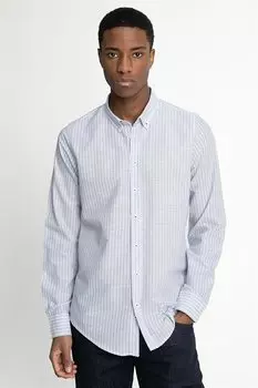 Спортивная мужская рубашка в полоску с длинным рукавом и воротником на пуговицах Slim Fit TUDORS