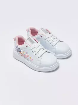 Спортивная обувь для девочек на шнуровке LCW STEPS, белый печатный