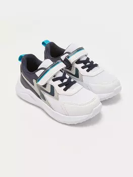 Спортивная обувь для мальчиков с цветными блоками, шнурками и липучками LCW STEPS, белый