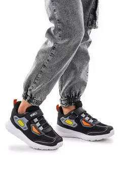 Спортивная обувь для мальчиков с сеткой на липучке 3003 KKO KDS, черно-серый