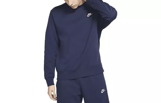 Спортивная одежда Club флисовый свитер с круглым вырезом Nike, темно-синий