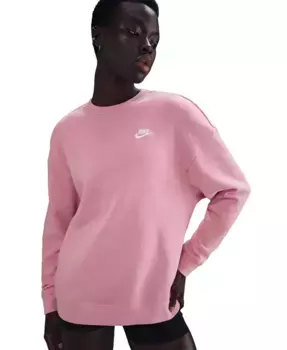 Спортивная одежда для женщин: свободный худи Club Fleece с круглым вырезом Nike, розовый